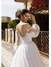 Beaded Ivory Sparkly Tulle Lace Wedding Dress